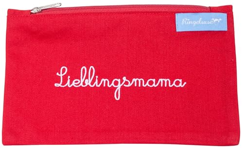 Kosmetiktäschchen für die Mutter Lieblingsmama Rot Bestickt Damen 12 x 20 cm Ringelsuse von Ringelsuse