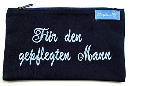 Kulturbeutel Necessaire Waschtasche Herren Männer Blau 12 x 20 cm Baumwolle Ringelsuse von Ringelsuse