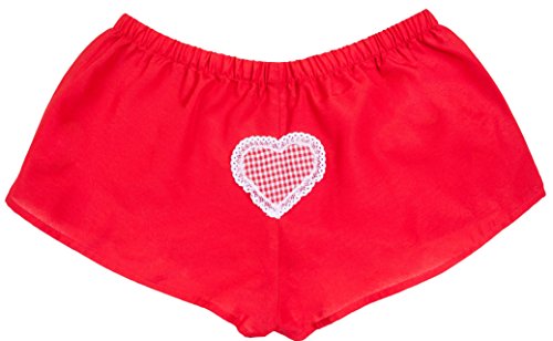 Ringelsuse Boxershorts Shorts Schlafhose kurz Damen Rot Weiß Herz Größe M Baumwolle Fair-Trade von Ringelsuse