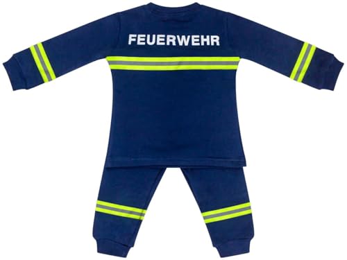 Ringelsuse Schlafanzug Kinder Feuerwehrmann Größe 104 110 Blau Baumwolle Druck Feuerwehr Lang Gelbe Reflektoren Fairtrade von Ringelsuse