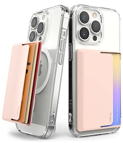 Ringke Magnetic Card Holder Side Slot [Peach Pink] Kartenetui Magnet Handy Wallet Kartenhalter Kompatibel mit MagSafe HandyHülle von Ringke