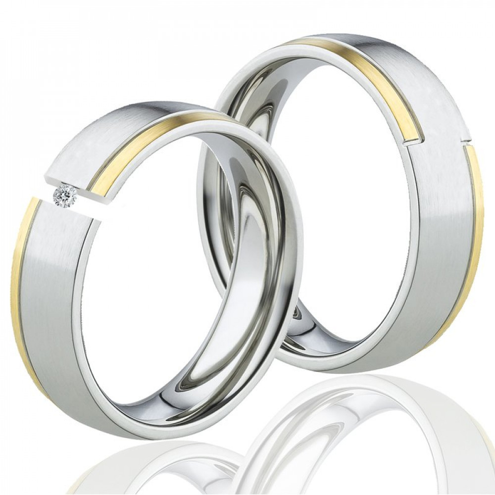 Diamanten in Eheringe aus Titan LUC68 breite 6mm von Rings-and-More