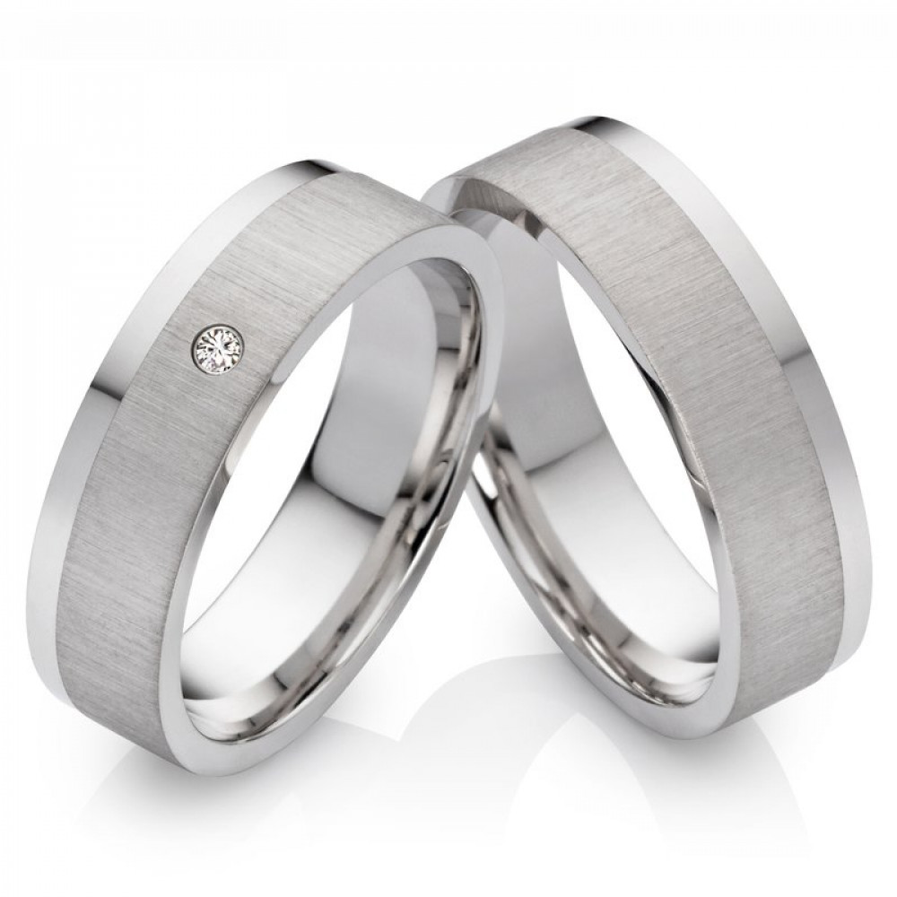 Eheringe aus 925 Silber mit Echtem DIAMANT SB05 von Rings-and-More