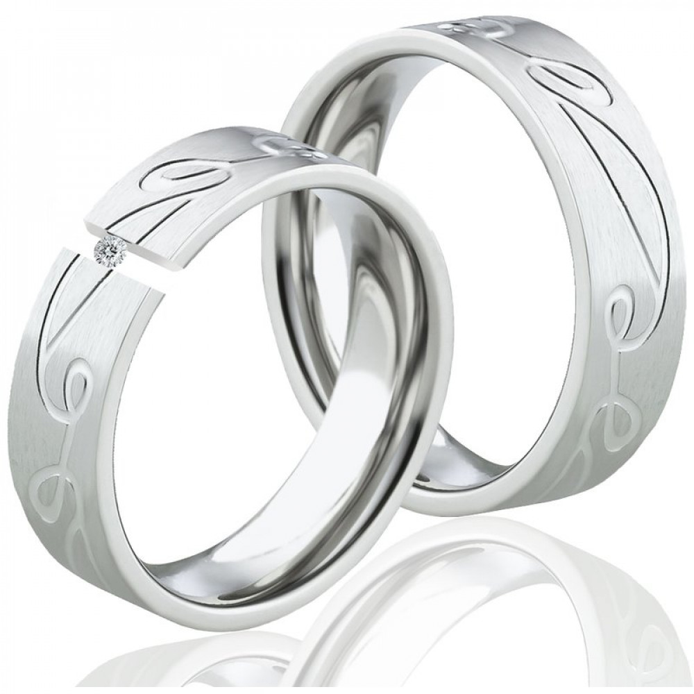 Partnerringe LUC501 mit Diamant und Etui von Rings-and-More