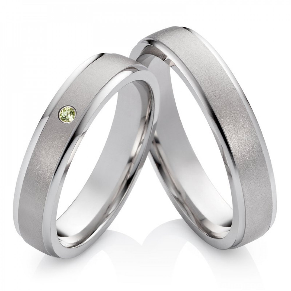 Silberringe Eheringe aus SILBER mit grünen Peridot SP36 von Rings-and-More