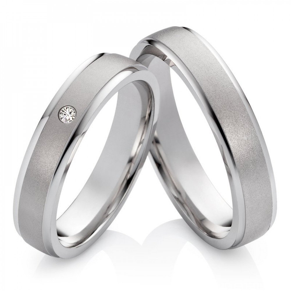 Trauringe aus 925 Silber mit Echtem DIAMANT SB36 von Rings-and-More