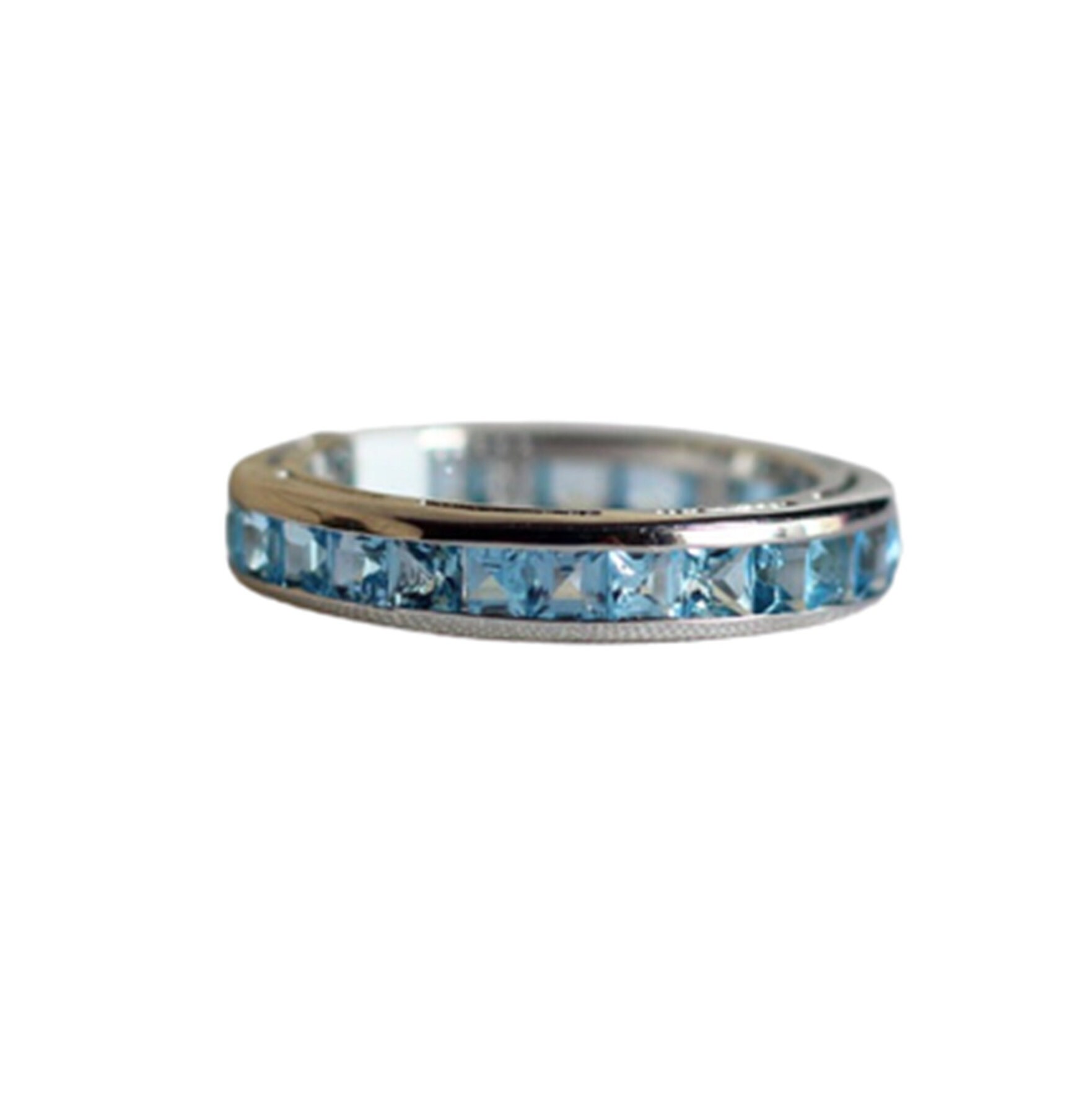 Blautopas Band, Hochzeit Topaz Full Eternity Sterling Silber November Geburtsstein, Passender Bandring Für Sie von RingsOfMemory