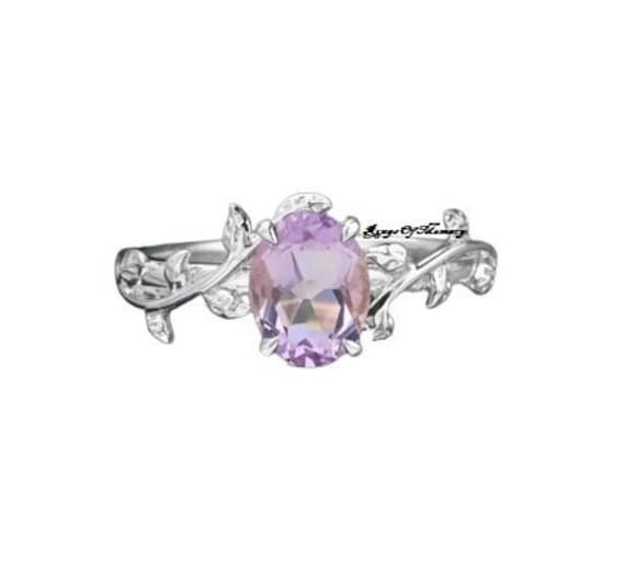 Natürlicher Amethyst Ring, Ehering, 925 Sterling Silber, Vintage Natur Inspirierter Blatt Verlobungsring, Ring Für Frauen von RingsOfMemory