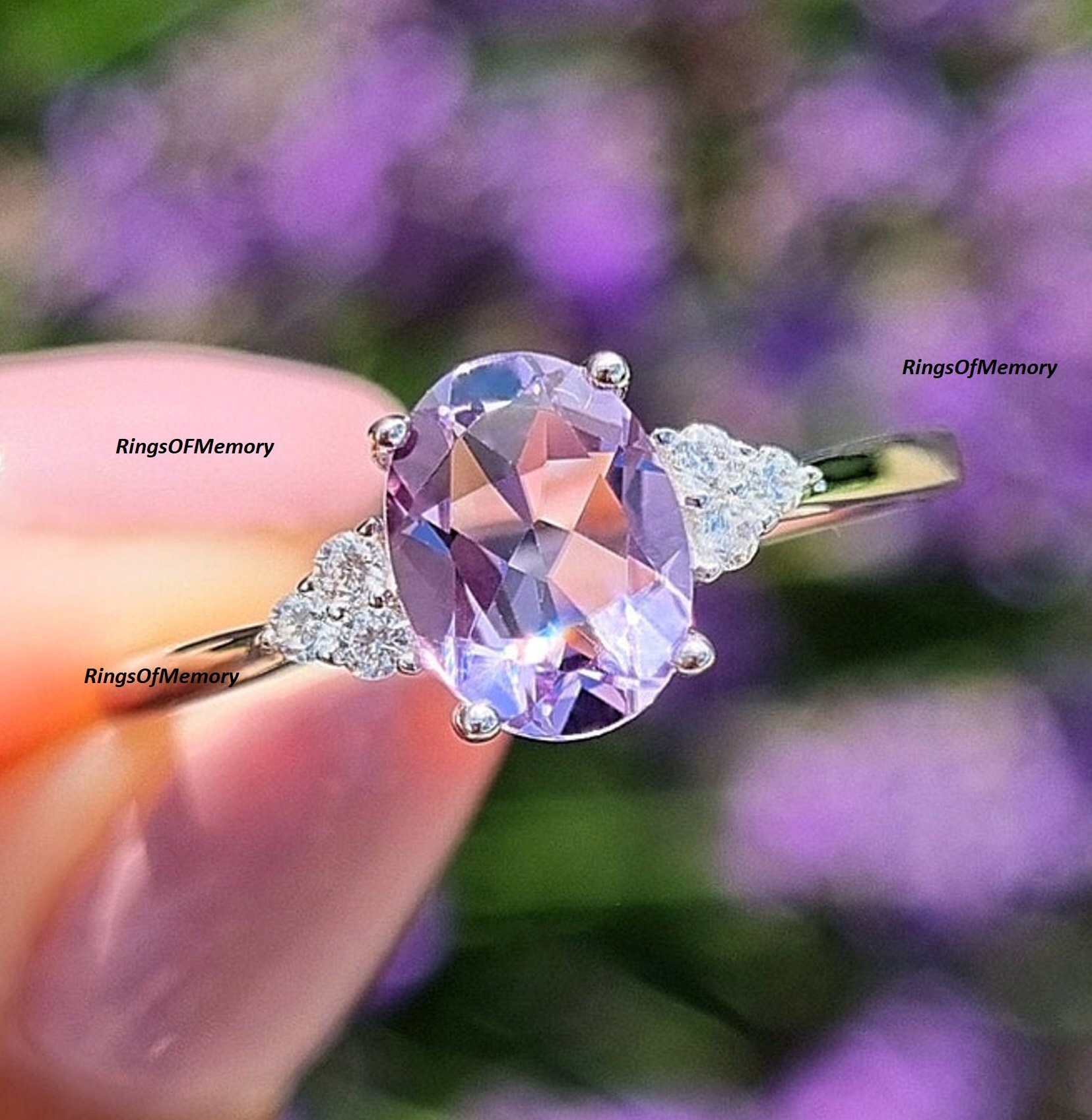 Natürlicher Amethyst Ring, Ehering, 925 Sterling Silber Februar Geburtsstein, Valentinstag Geschenk, Verlobungsring Für Frauen von RingsOfMemory