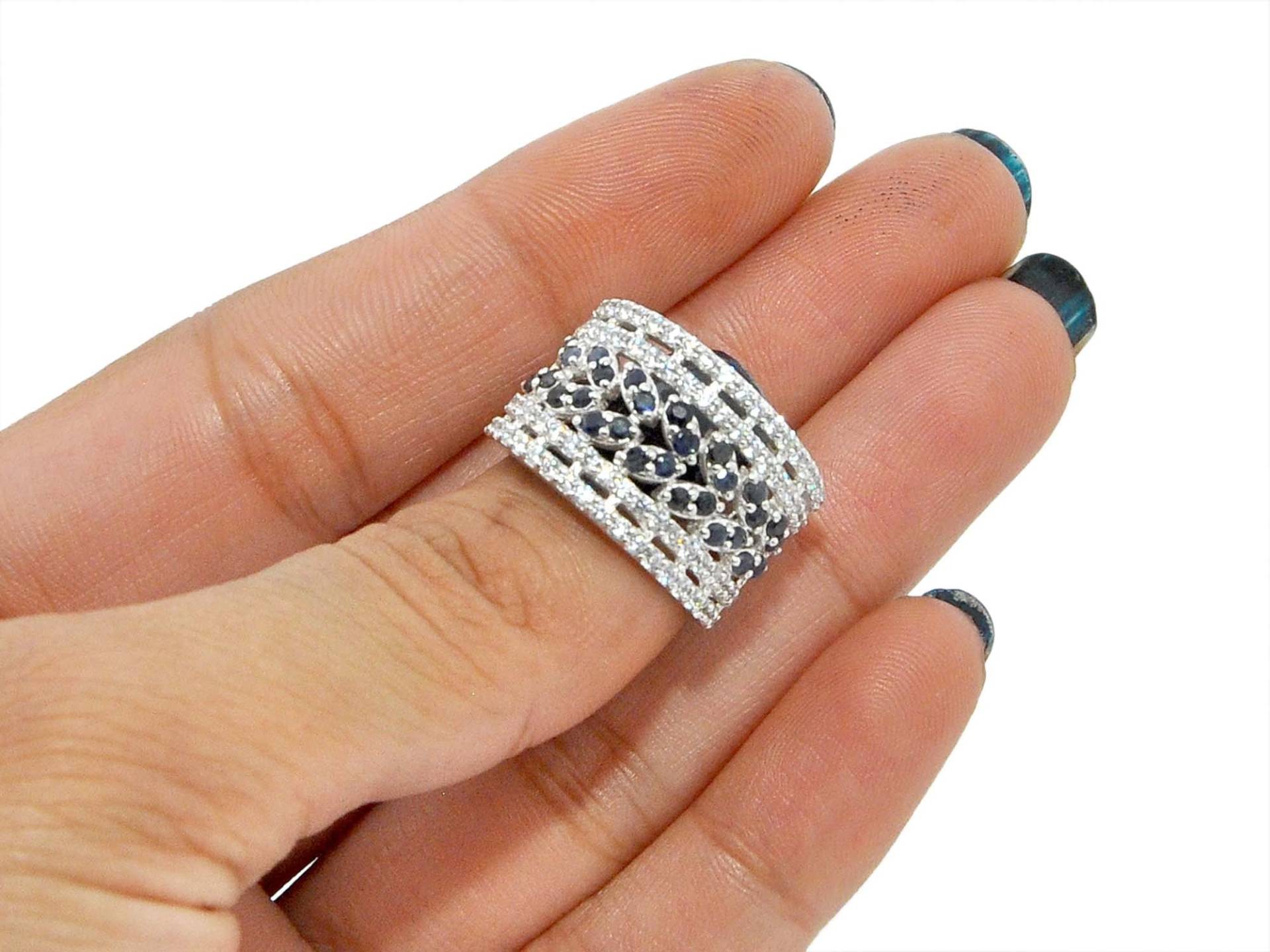 Natürlicher Saphir Ehering, 925 Sterling Silber Ring, Verlobungsring, Cz Diamant Geburtsstein Ring Für Frauen von RingsOfMemory