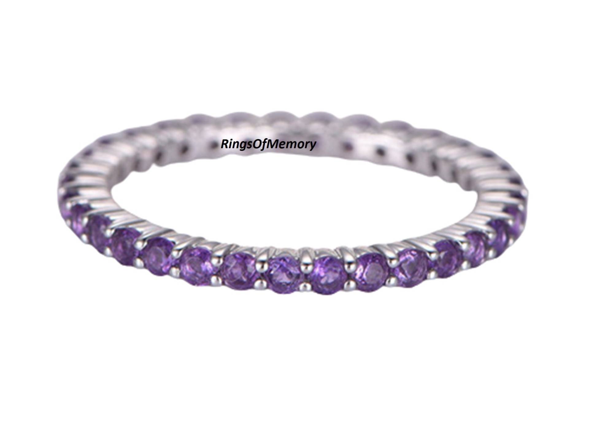 Natürliches Amethyst Hochzeitsband, 925 Sterling Silber Band, Full Eternity Februar Geburtsstein, Stapelring, Passendes Band Natürliches Amethyst Hochzeitsband, 925 Sterling Silber Band, Full Eternity Februar Geburtsstein, Stapelring, Passendes Band von RingsOfMemory