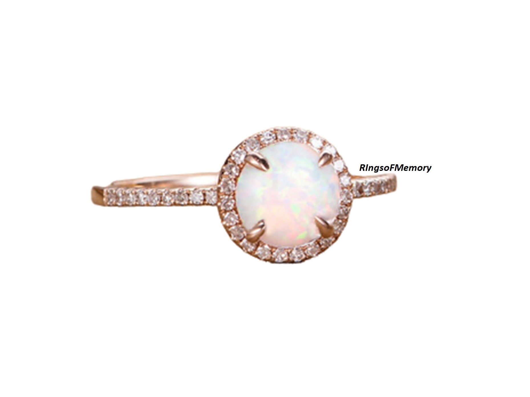 Opal Ring, Ehering, 14K Rose Gold Vintage Oktober Geburtsstein Stapelbarer Feuer Verlobungsring von RingsOfMemory