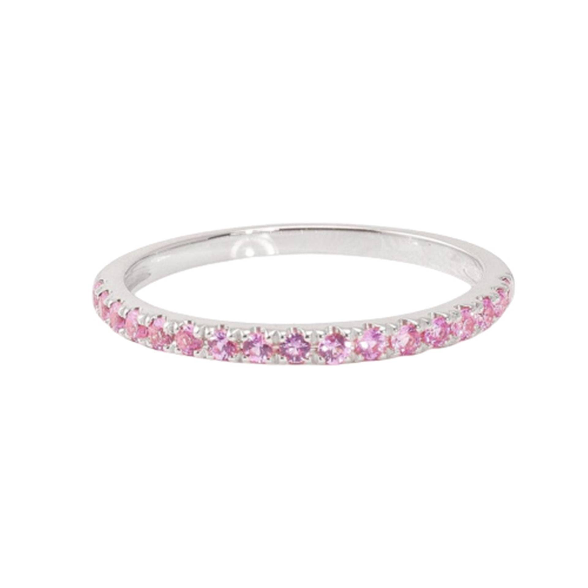 Pink Saphir Halbe Ewigkeit Band, Sterling Silber Stapelring, Passendes Ehering, Versprechensring, Jubiläumsgeschenk von RingsOfMemory