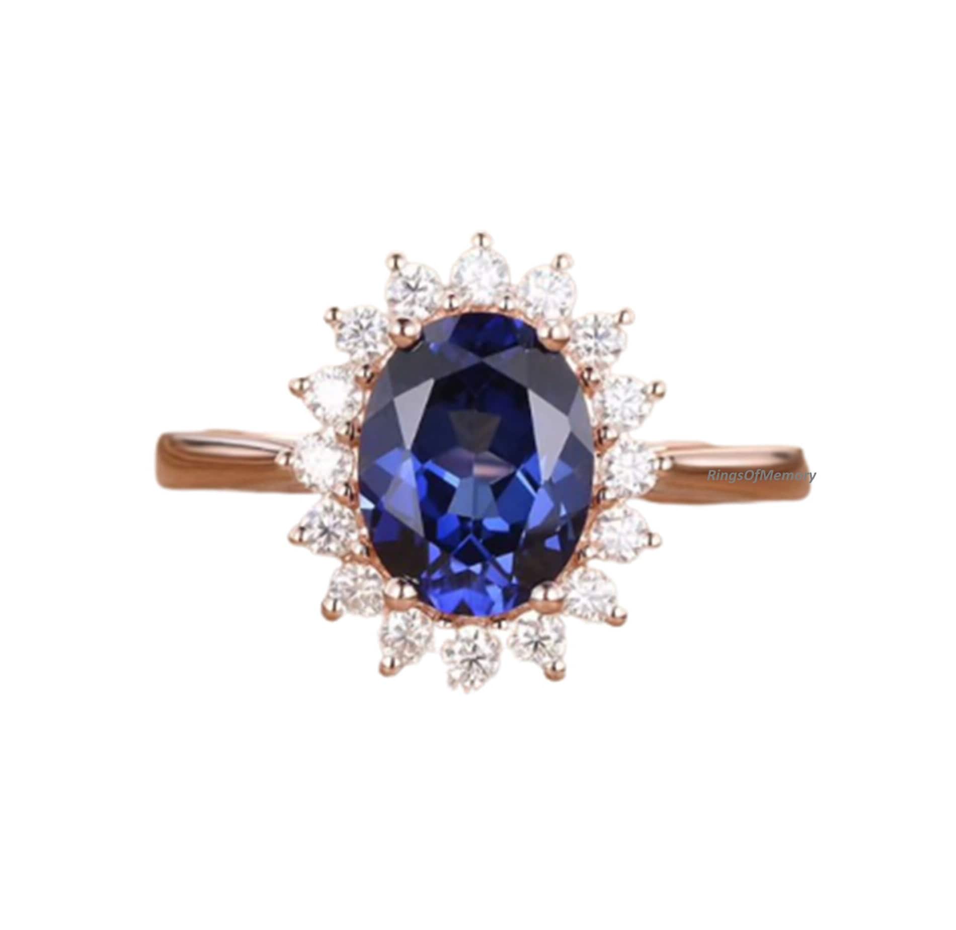 Saphir Ehering, 14K Roségold Ring, Halo Oval Verlobungsring, Geburtsstein Geschenk Für Frauen Saphir Ehering, 14K Roségold Ring, Halo Oval Verlobungsring, Geburtsstein Geschenk Für Frauen von RingsOfMemory