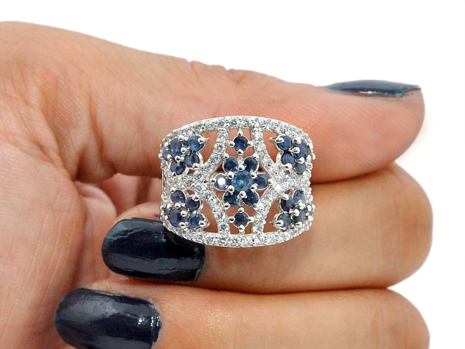 Saphir Ehering, Cz Diamant Ring, 925 Sterling Silber Verlobungsring, Geburtsstein Ring Geschenk Für Frauen von RingsOfMemory