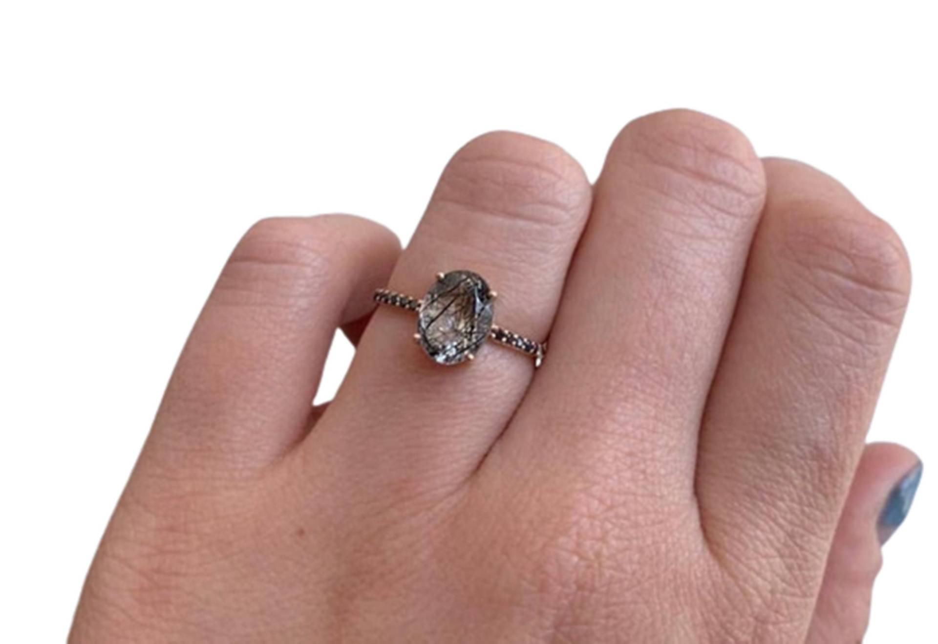 Schwarzer Rutilquarz-Ring, 14K Roségold Ehering, Vintage-Ring, Rutilquarz, Geschenk Für Sie Schwarzer Rutilquarz-Ring, 14K Roségold Ehering, Vintage-Ring, Rutilquarz, Geschenk Für Sie von RingsOfMemory