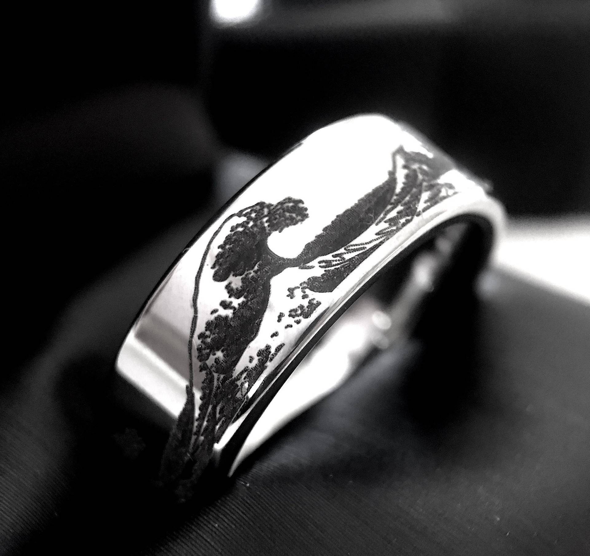 Welle Ring | Wolfram Mit Ozean Muster Herren & Damen Ehering Meer Inspirierter Besonders Schmuck Von Designvonmerrill Welle Ring | Wolfram Mit Ozean Muster Herren & Damen Ehering Meer Inspirierter Besonders Schmuck Von Designvonmerrill von RingsParadise