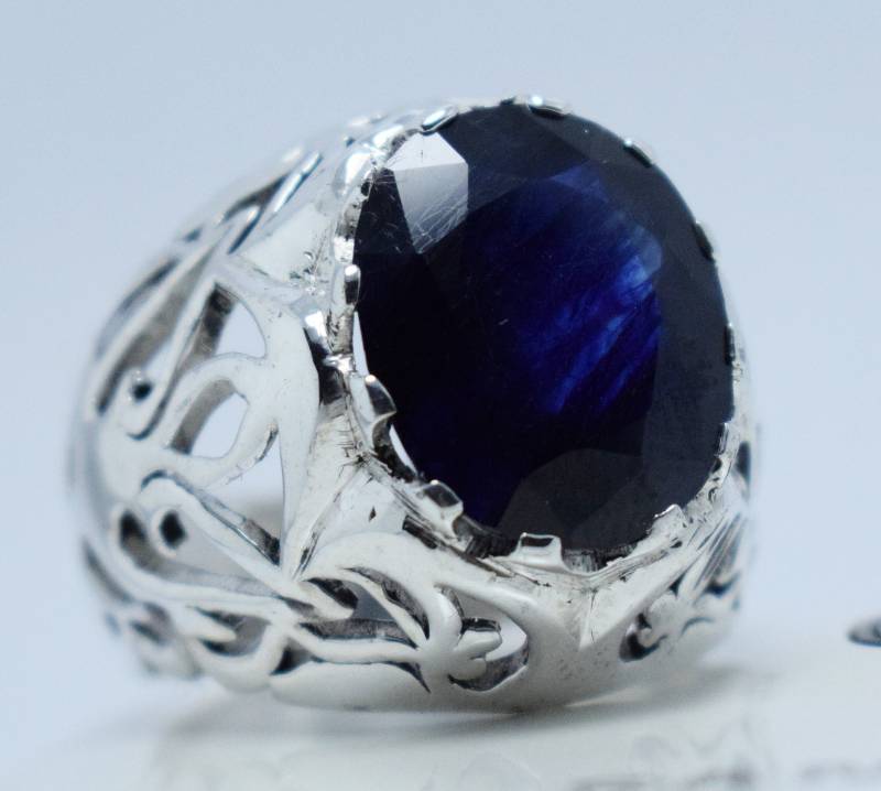 925 Sterling Silber Natürliche Saphir-Ring Dunkel Blauen Saphir Männer Ring Kashmir Saphire Stein Blaue Steine Herren Bague von RingsPortal