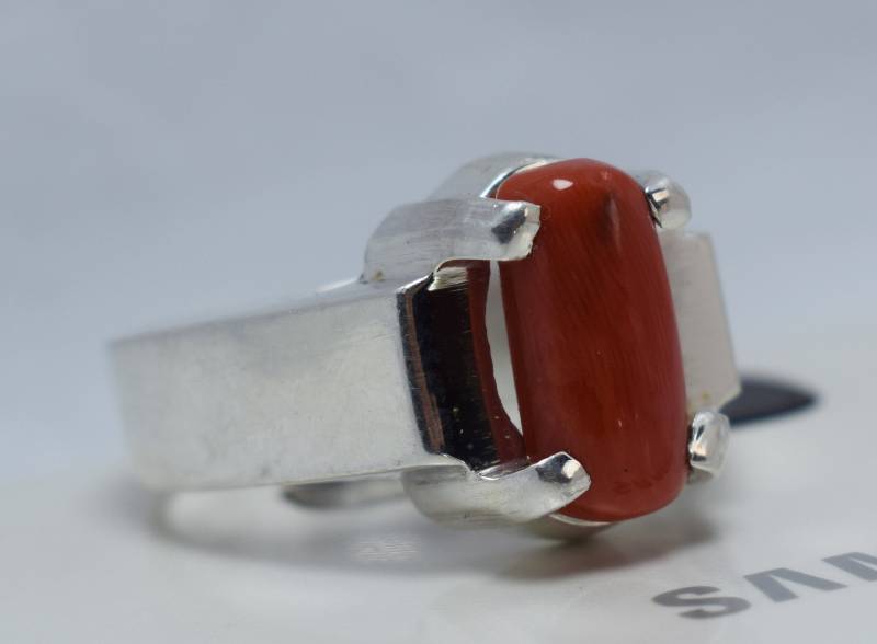 Coral Marjan Ring 925 Sterling Silber Magnificent Men Es Handmade Silver Moonga Steine Bague Deep Red Stones Real Gemstone Ringe von RingsPortal