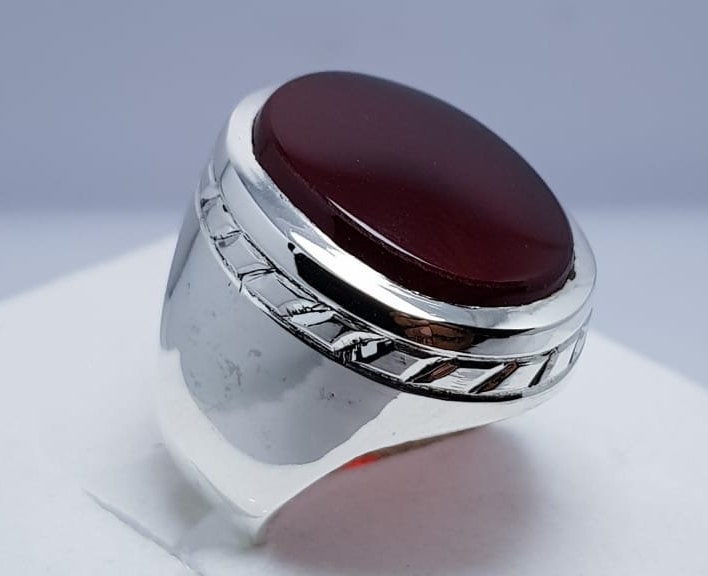 Natürliche Dunkle Blut Rot Jemenit Aqeeq Ring Yamni Akik 925 Sterling Silber Schöne Handgemachte Herren Echte Shifat Al Abad von RingsPortal