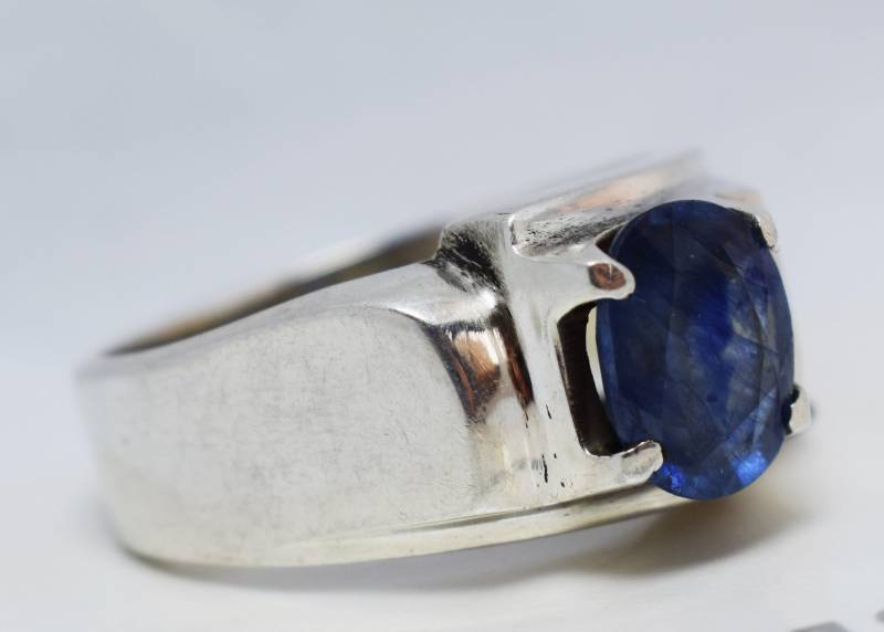 sterling Silber Blau Saphir Neelam Ring Herren Saphir-Ring Handarbeit Bague Männer Natürlichen Edelstein-Ring von RingsPortal