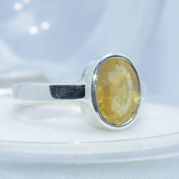 2, 45 Karat Semi Transparent Dark Yellow Saphir Ring Pukhraj Ringe Gelbe Männer Stein Shia von RingsWear