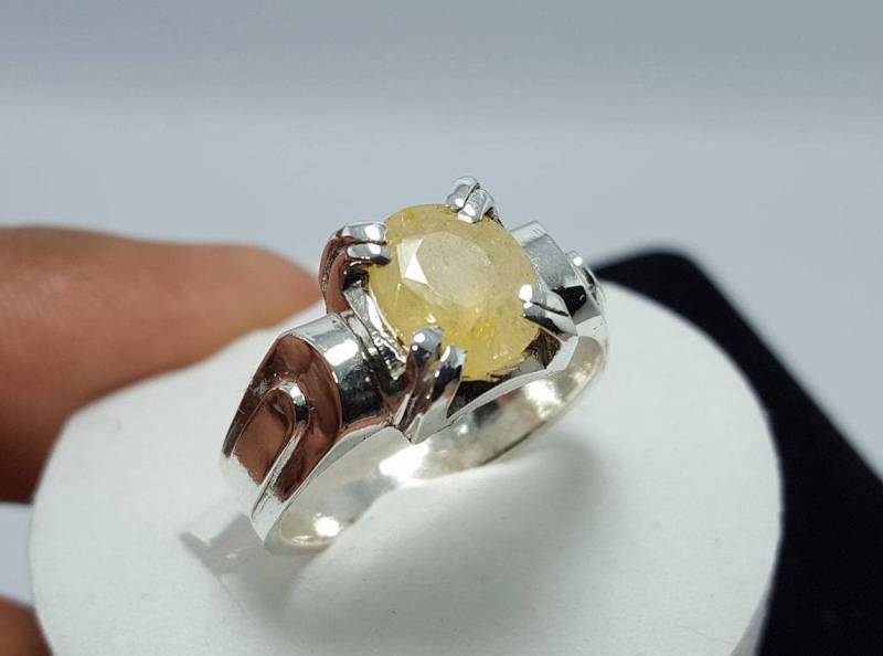 Ceylon Saphir Pukhraj Ring Unbehandelter Unbehandelter Gelber Natürlicher Großer Stein Unheated Ringe Shias von RingsWear