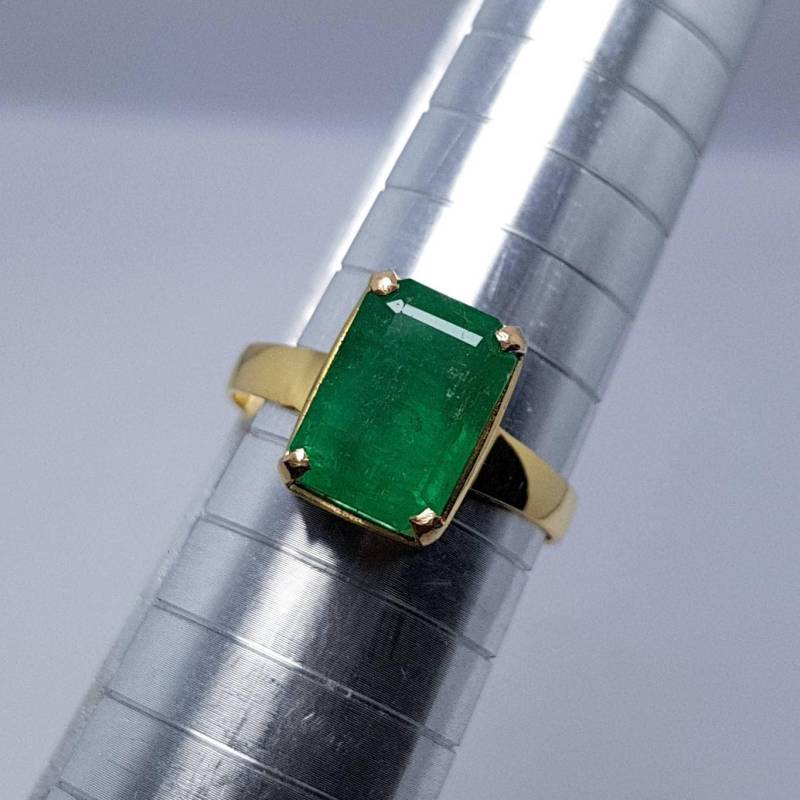 Gelbgold Smaragd Ehering | Hochzeitsband Unisex Ausgefallener Herren Massive Gelbgoldringe von RingsWear