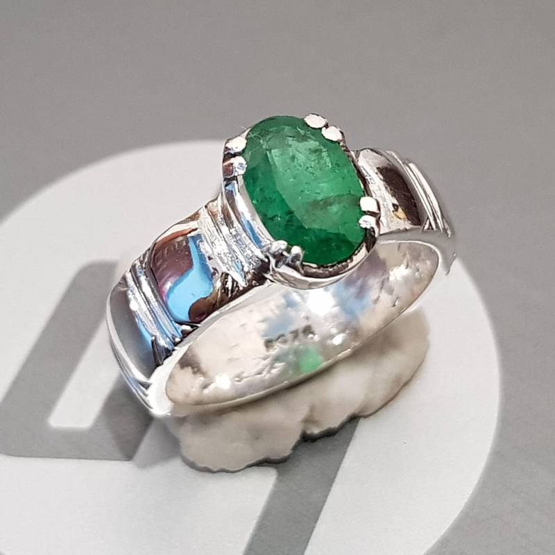 Großer Smaragd Herren Natürlicher Ring Unbehandelt Unbehandelter Grüner Afghanistan Afghani Shia Ringe von RingsWear