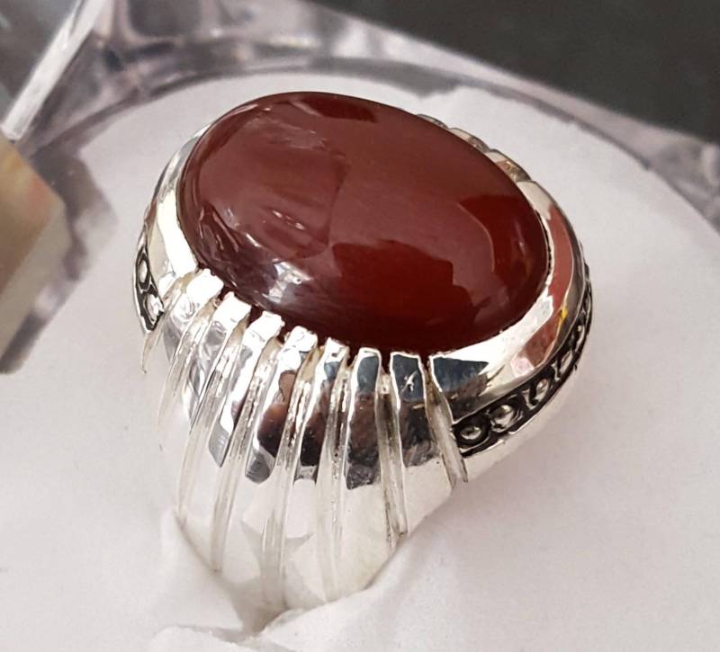 Herren Dunkelbraun Jemenit Aqeeq Ring Shifat Al Abad Akik Achat Silber Shia Ringe Neu Design Sterling Edelsteine von RingsWear