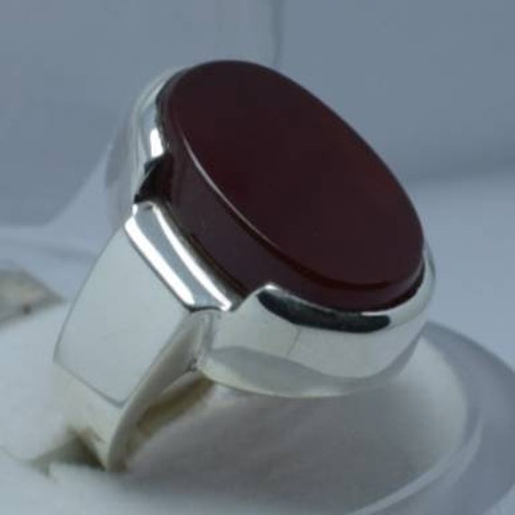 Herren Dunkelbraun Jemenit Aqeeq Ring Shifat Al Abad Akik Achat Silber Shia Ringe Neu Design Sterling Edelsteine von RingsWear