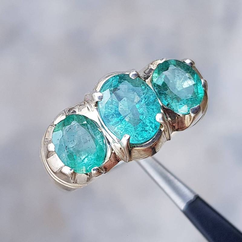 Herren Natürlicher Smaragd Ring Band Für Männer Echter Panjsher Afghanistan Smaragdstein Shia von RingsWear