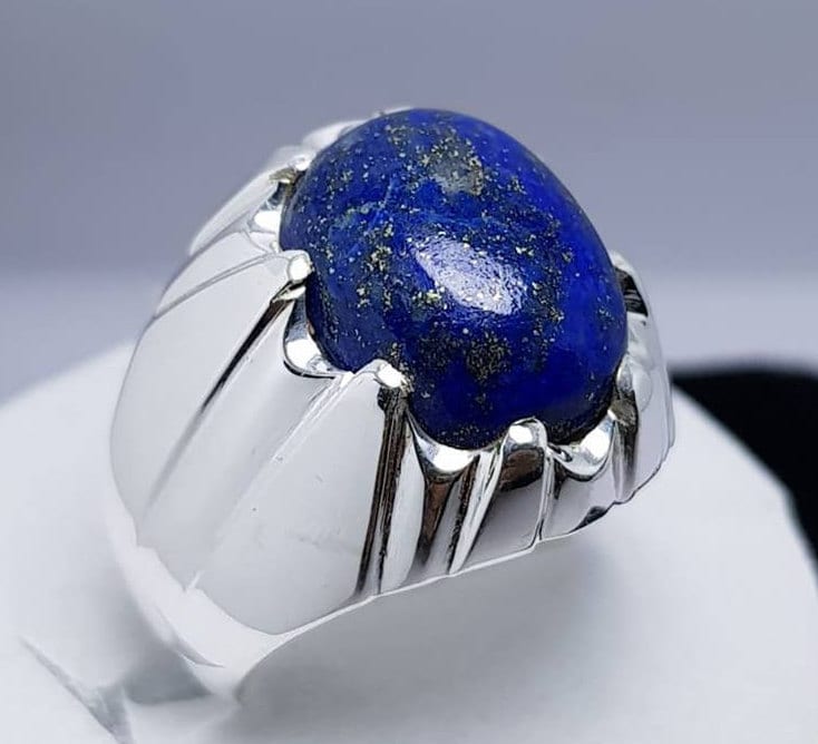 Lapis Lazuli Ring Herren Blauer Stein Ring Lajward Reine Afghanistan Edelstein von RingsWear
