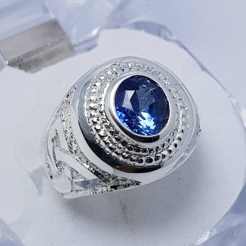 Natürliche Ceylon Saphir Ring Rich Blue 1, 4 Karat Stein Ringe Bänder Neelam Mens Bands von RingsWear