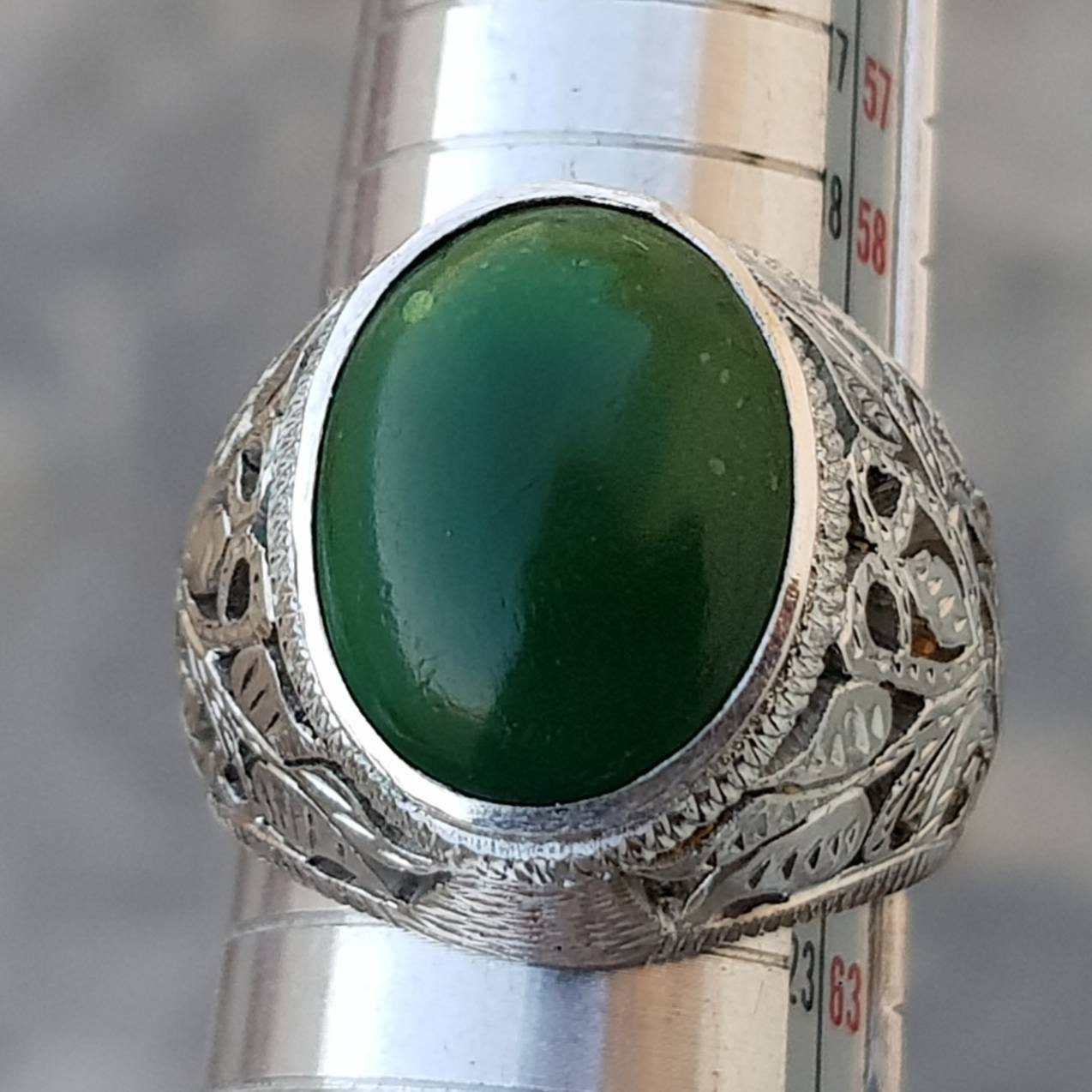 Natürlicher Feroza Ring Dunkel Tief Sabza Schöne Grüne Hussaini Shia Ringe Sterling Silber 925 Herren von RingsWear