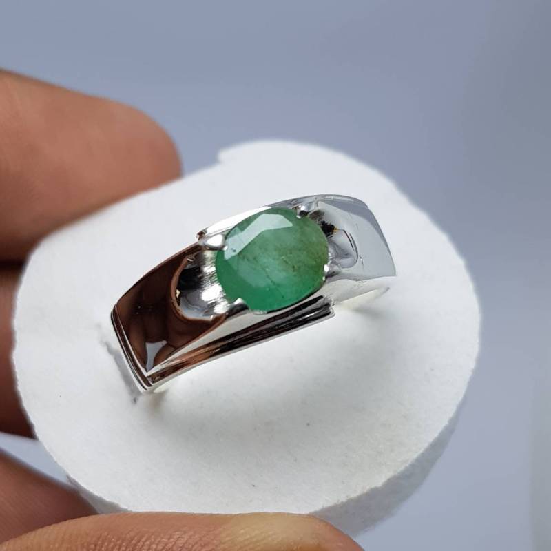 Natürlicher Smaragd Ring Dunkelgrün Herren Smaragdband Sattgrün 1, 5 Ct Plus Ringe von RingsWear