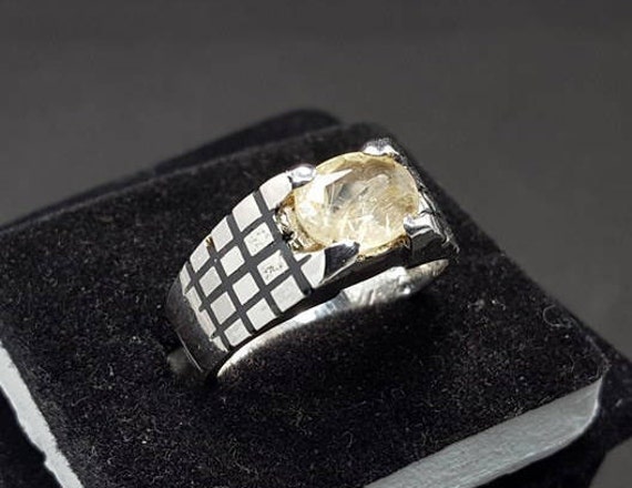 Unbehandelter 2, 5 Karat Halbtransparent Ceylon Saphir Ring Pukhraj Ringe Gelb Herren Stein von RingsWear