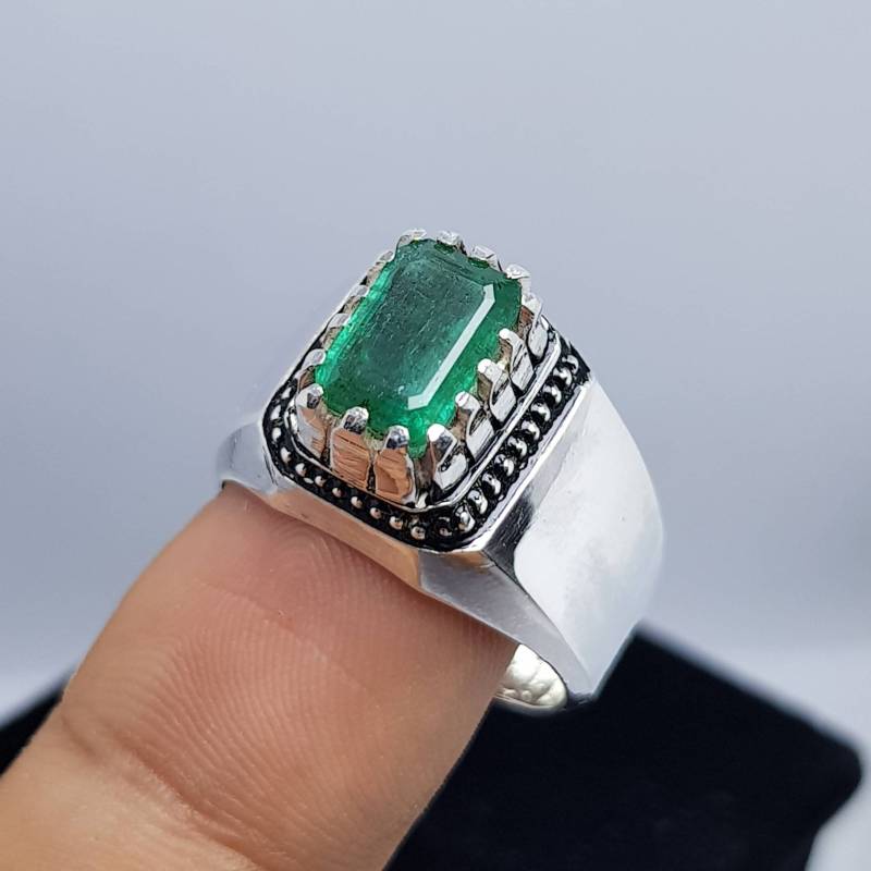 Wunderschöner Smaragd Schliff Ring Handarbeit Ring Herren Große Ringe Panjsher Afghanistan Shia von RingsWear