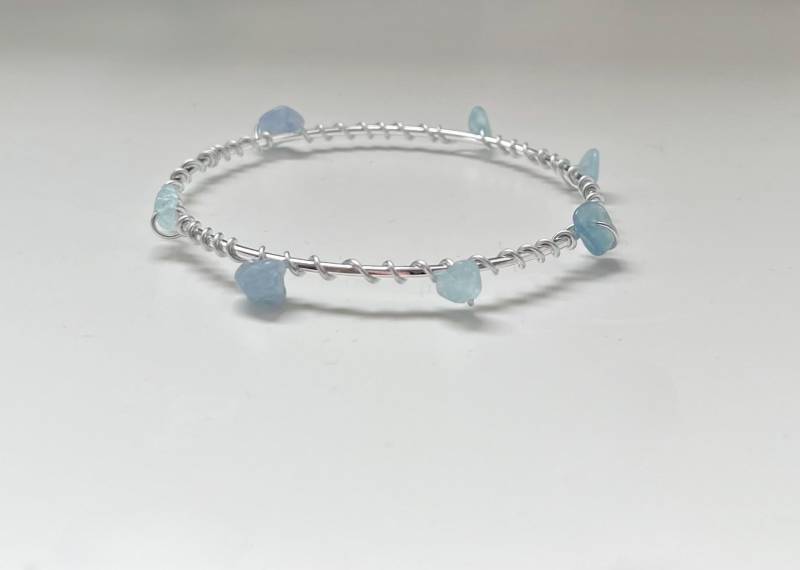 Armreif Mit Edelsteinen Bangle Silberarmreif Aquamarine Quartz Lapis Lazuli Obsidian von RingsbyLuu