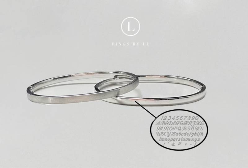 Edelstahl Armreif Mit Gravur | Unisex Minimalistisch Personalisiert in Silber Matt Oder Glänzend von RingsbyLuu