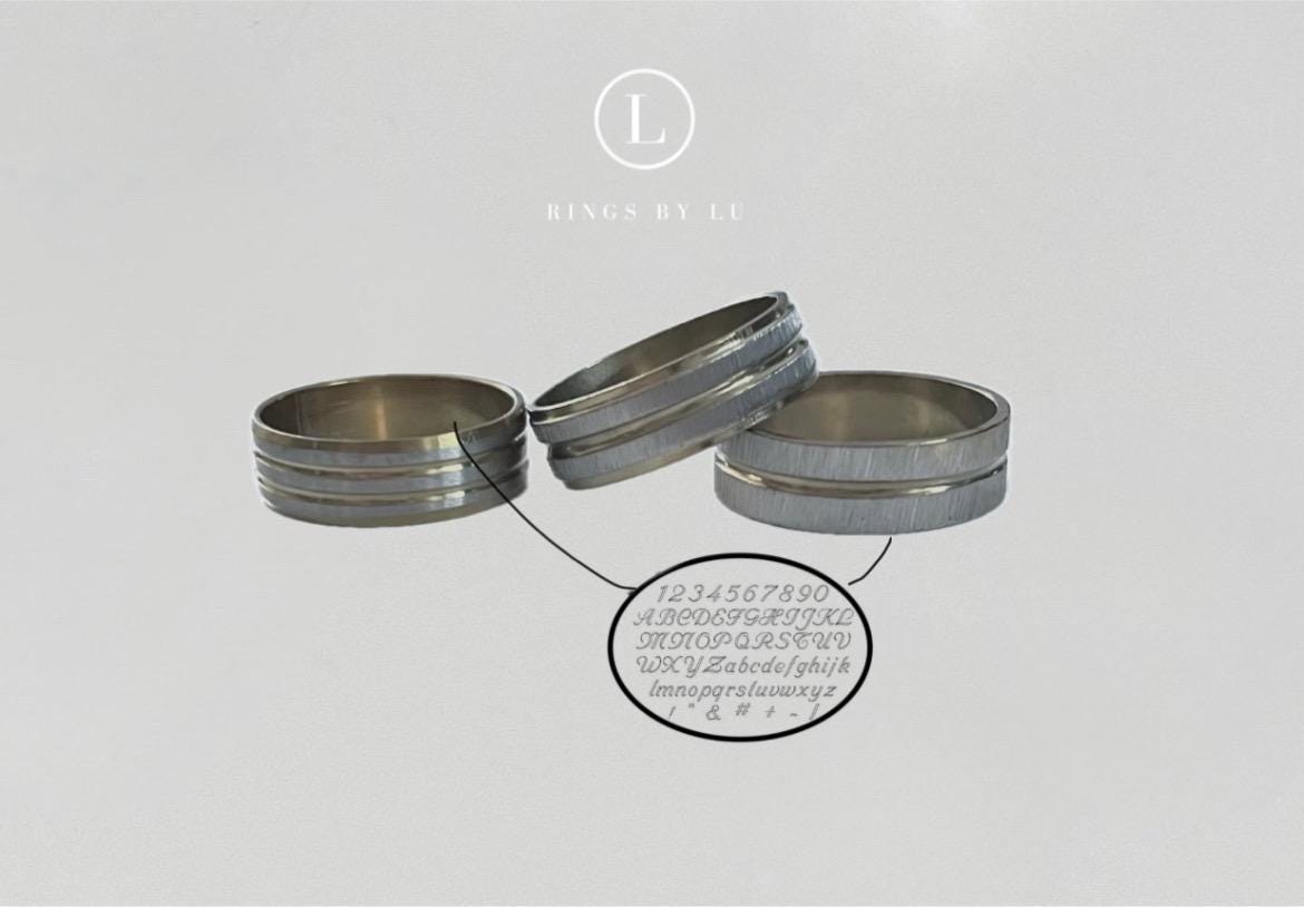Edelstahl Ring Mit Gravur |Personalisiert | Rostfrei/Wasserfest 7mm Breite Personalized Unisex Silver von RingsbyLuu