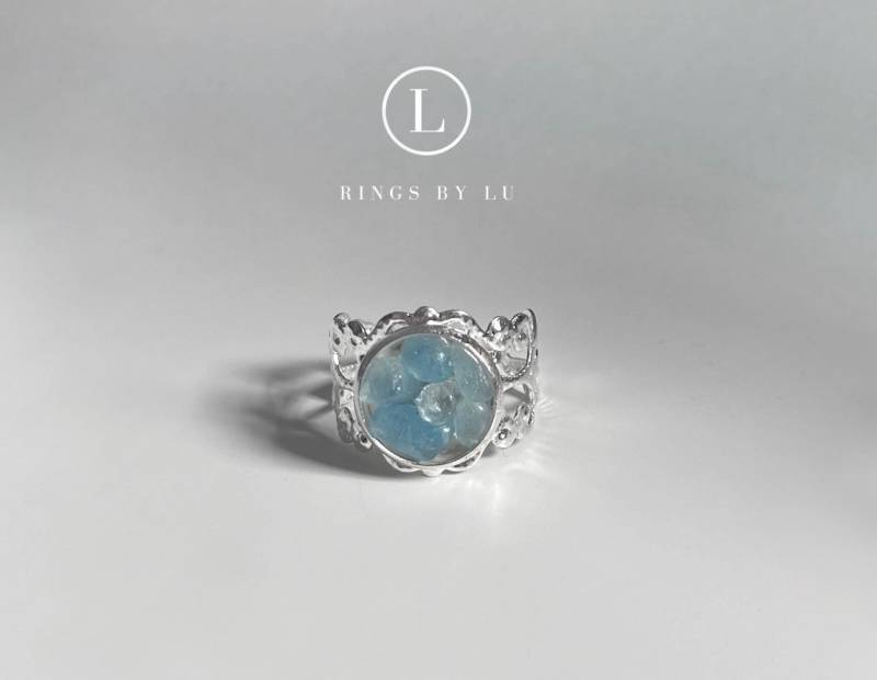 Edelstein Ring Verstellbar Aquamarine | Angelite Larimar Tiger Eye Amethyst Quartz Turquoise Obsidian von RingsbyLuu