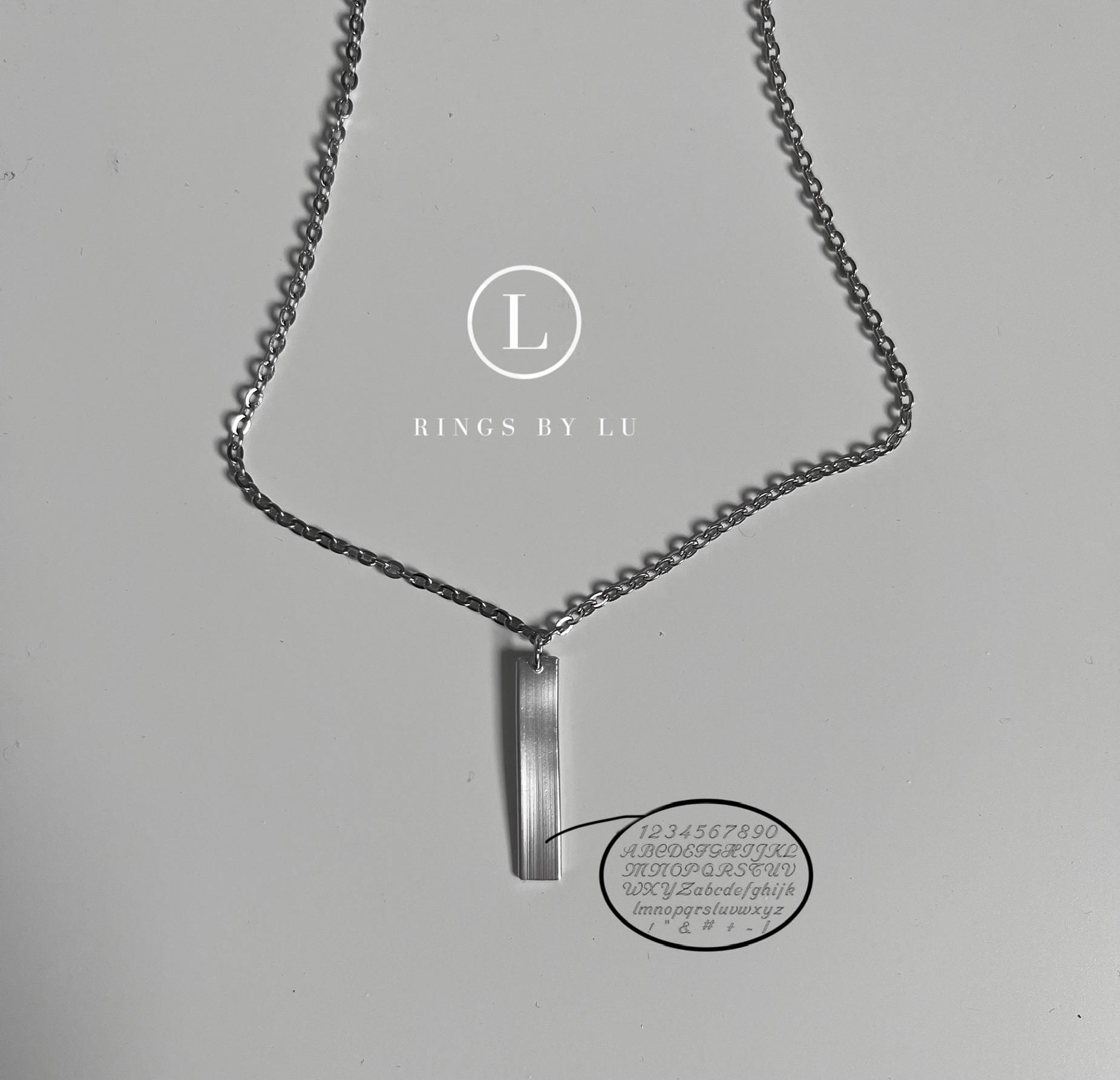 Kette Gravurplatte Graviert | Personalisierte Edelstahl Stainless Steel Engraving Initials von RingsbyLuu