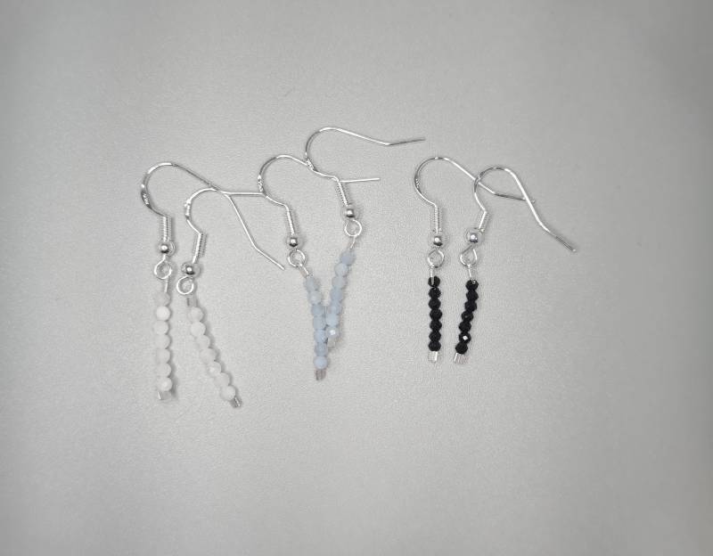 Ohrringe Versilbert 925 Sterling Silber Edelstein Heilstein Facettiert Unisex Aquamarine Aventurine Quartz Jade Amethyst 2mm Stapelbar von RingsbyLuu