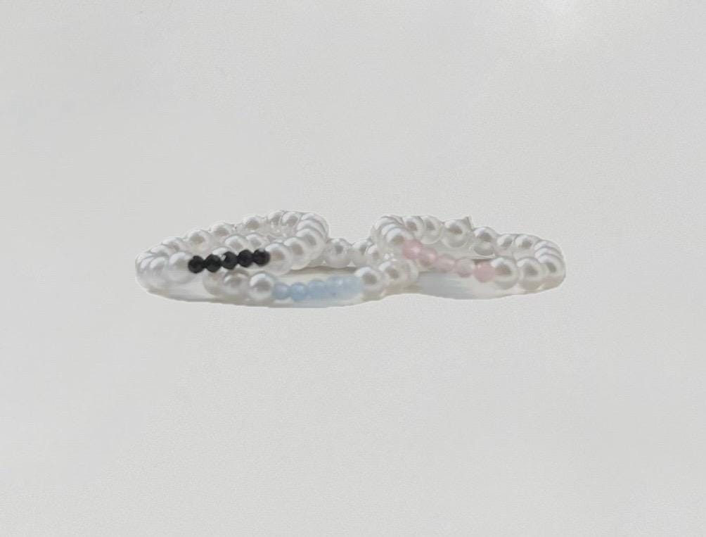 Perlenring Mit Edelstein Facettiert Unisex Aquamarine Aventurine Quartz Jade Amethyst Elastisch Stapelbar von RingsbyLuu