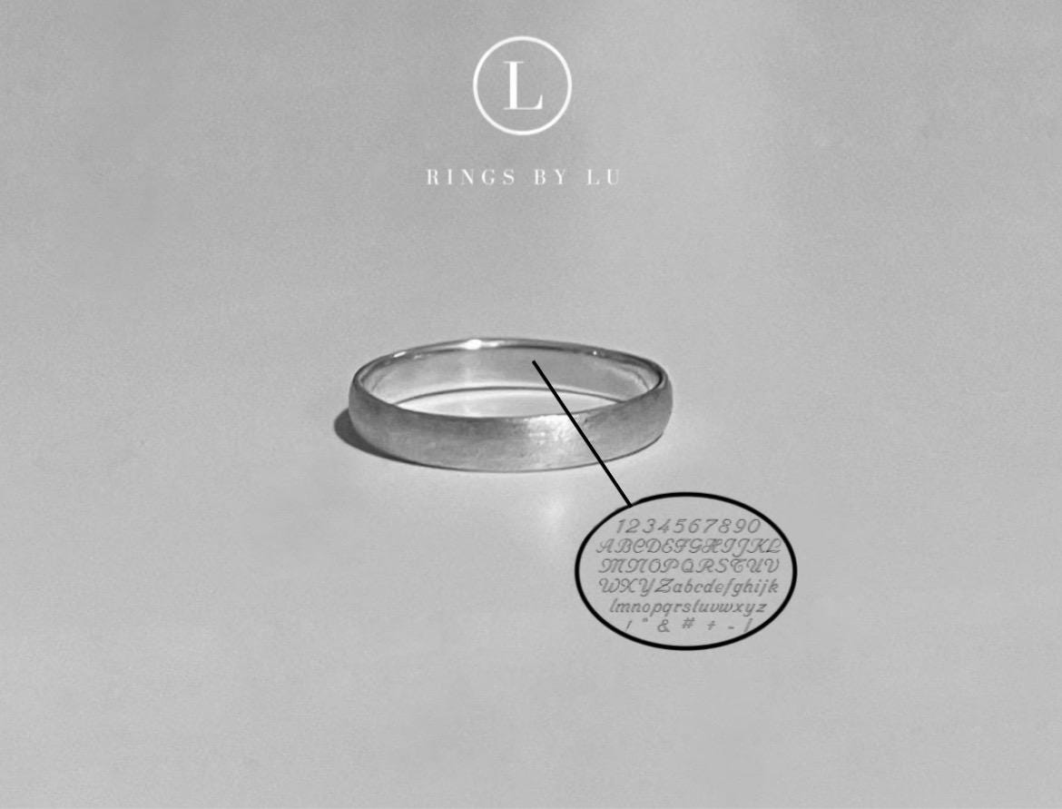 Ring 925 Graviert Gravur Glatter Stapelring Sterling Silver Personalisiert 2mm/3mm/5mm Unisex von RingsbyLuu