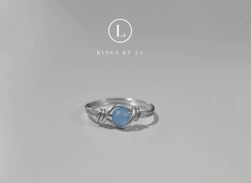 Ring Chalcedon Aqua Blau Tiger Eye Green Aventurine Sodalit Howlite Onyx Labradorit Unisex Rostfrei Silver Drahtring von RingsbyLuu