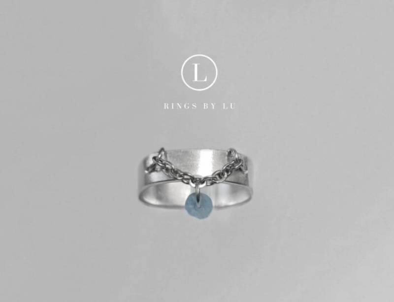 Ring Crystal Heilstein Gliederkette Anhänger Personalisiert Verstellbar Custom Made Rostfrei Aquamarine Quartz Obsidian Aventurine von RingsbyLuu