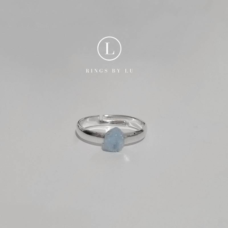 Ring Crystal Heilstein | Verstellbar| Silber Aquamarine Angelite Larimar Tiger Eye Amethyst Quartz Turquoise Obsidian von RingsbyLuu