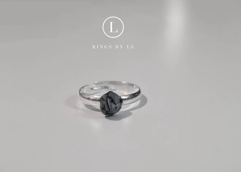 Ring Crystal Heilstein | Verstellbar| Silber Gold Snowflake Obsidian Aquamarine Angelite Kyanite|Amethyst Quartz Larimar von RingsbyLuu